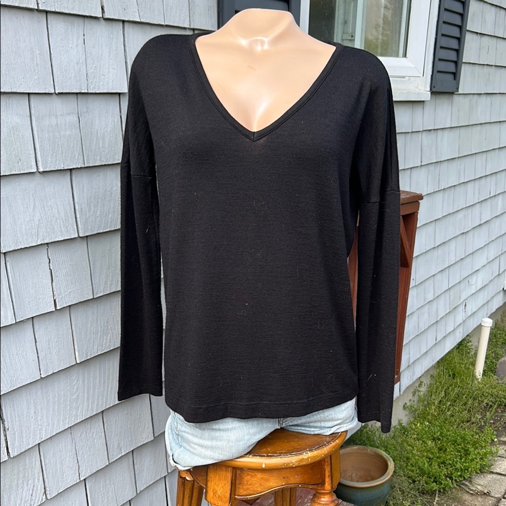 Rag & Bone Black Long Sleeve Fitted Blouse - Top Size Med